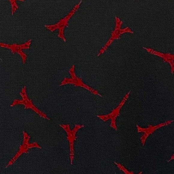 ELLE Dress Eiffel Tower Paris Pleated Ponte Knit Sleeveless Black Red Size 10 - Picture 8 of 13